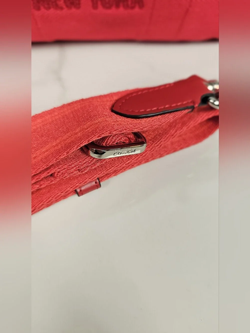Coach Canvas Tote Bag Red New York Logo Crossbody Shoulder Purse‎